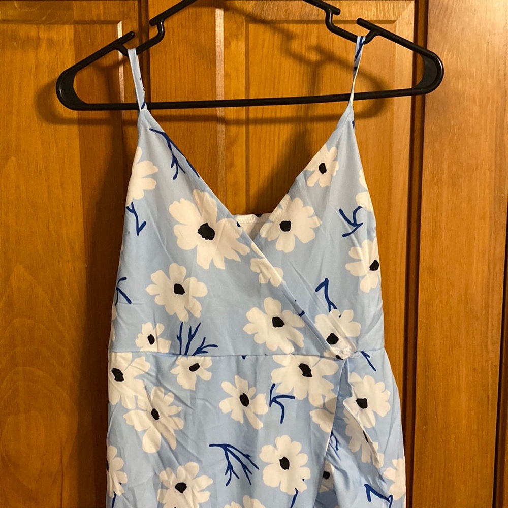 Blue and white floral dress